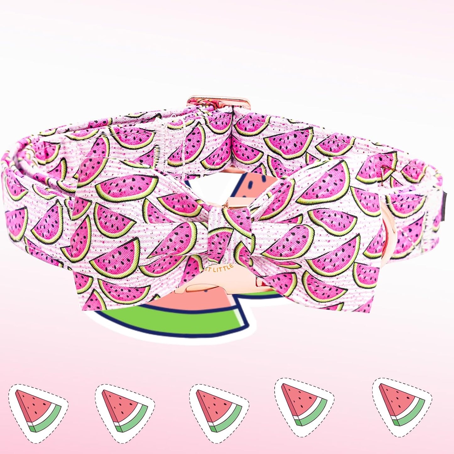 Elegant little tail Dog Collar, Watermelon Print Pet Collar Summer Dog Collar Durable Metal Buckle Dog Collars Cotton Pet Adjustable Dog Collars for Large Dogs