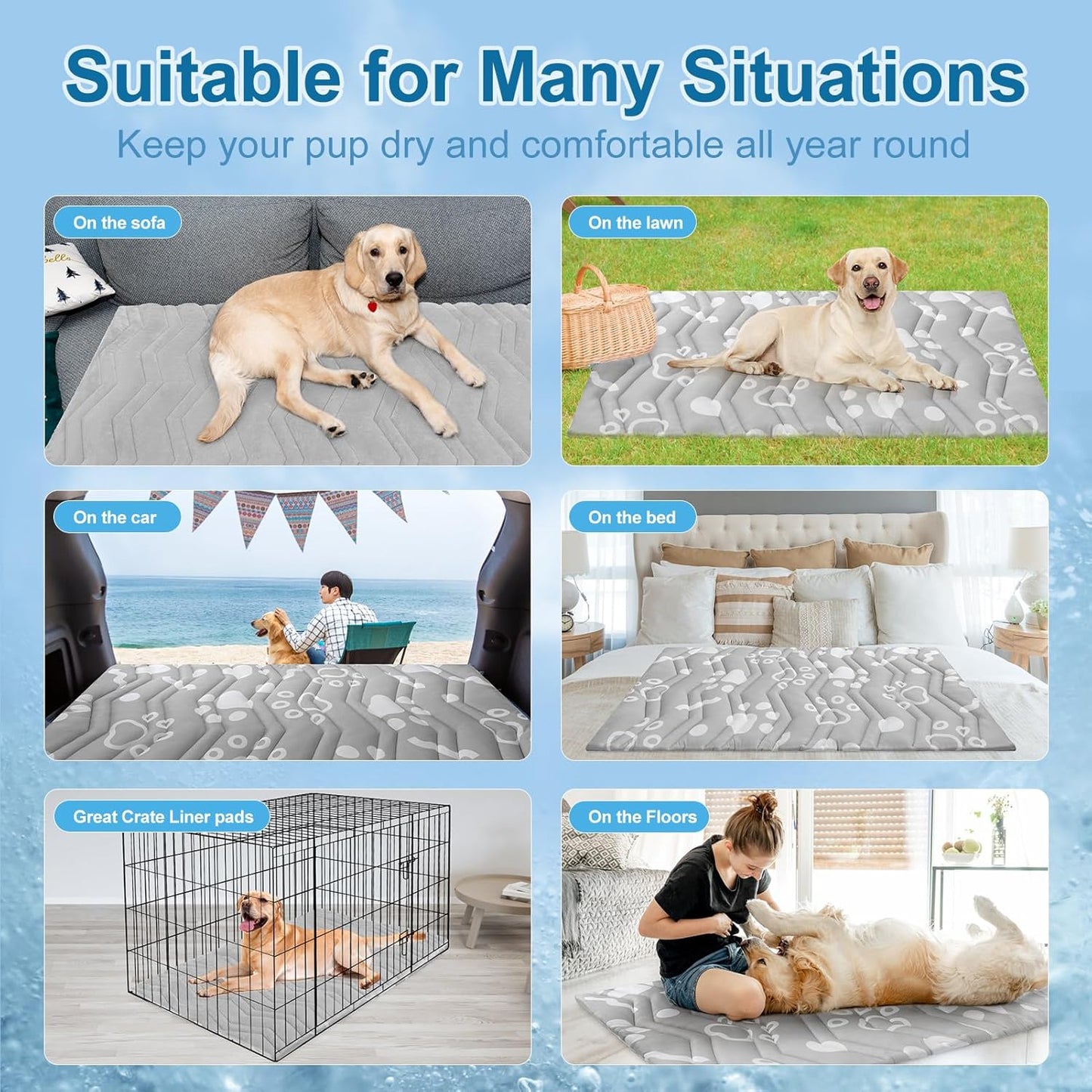 BEAUTYZOO Upgrade Dog Cooling Mat Extra Large, Reversible Self-Cooling Mat for Dogs, Thicken Pet Ice Cool Pad Blanket for Summer Kennel Sofa Bed Floor Car Seat, Machine Washable&Foldable, 59"x40"