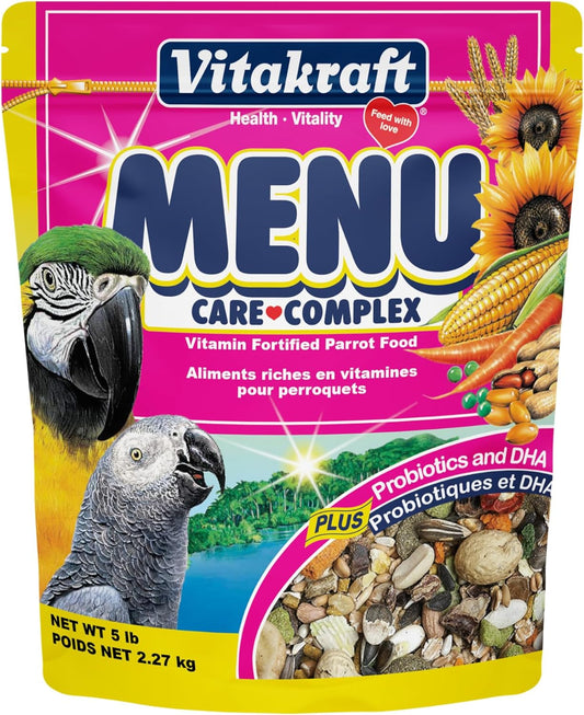 Vitakraft Menu Premium Parrot Food - Vitamin-Fortified - Macaw, Amazon, Conure, and Parrot Food for Large Birds 5 Pound (Pack of 1)