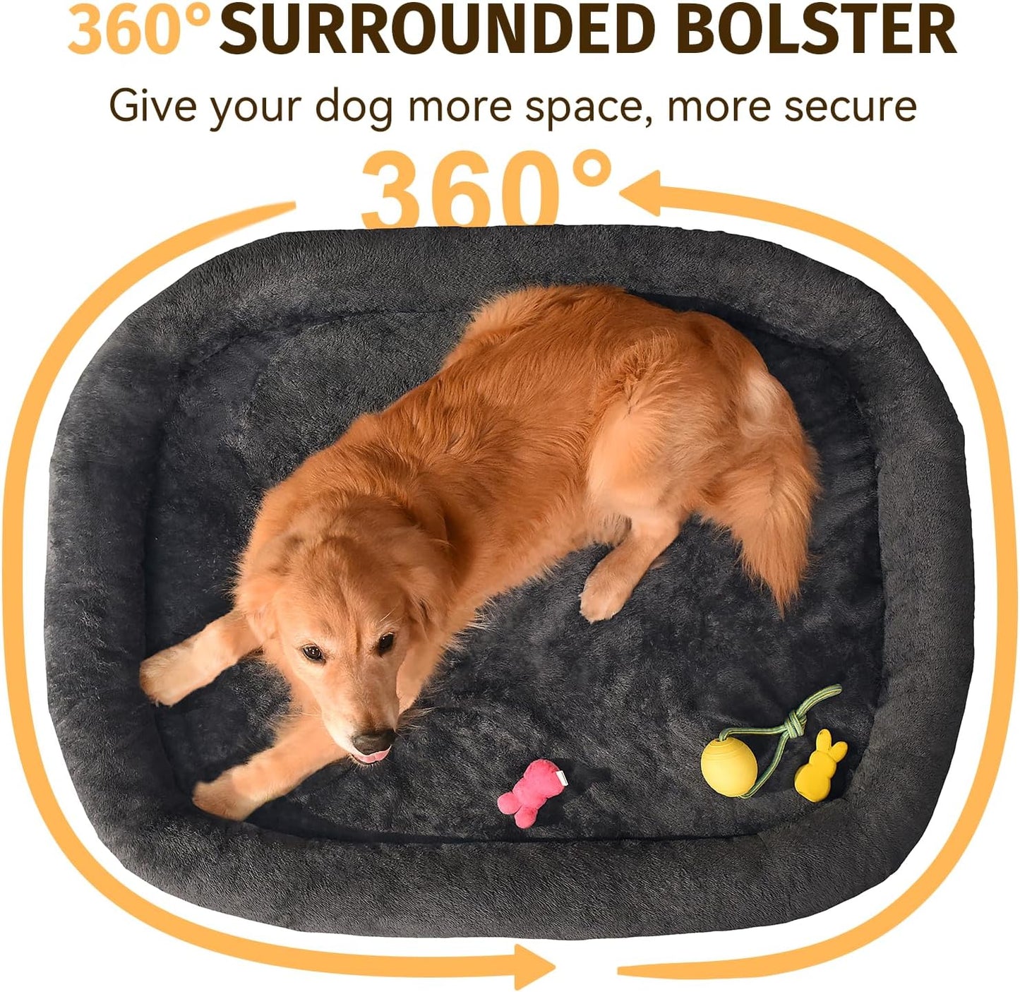 Orthopedic Waterproof Large Dog Bed: Washable Dog Bed with Bolsters - XXL Orthopedic Removable Cover for Medium Large Sized Pet - Non-Slip
