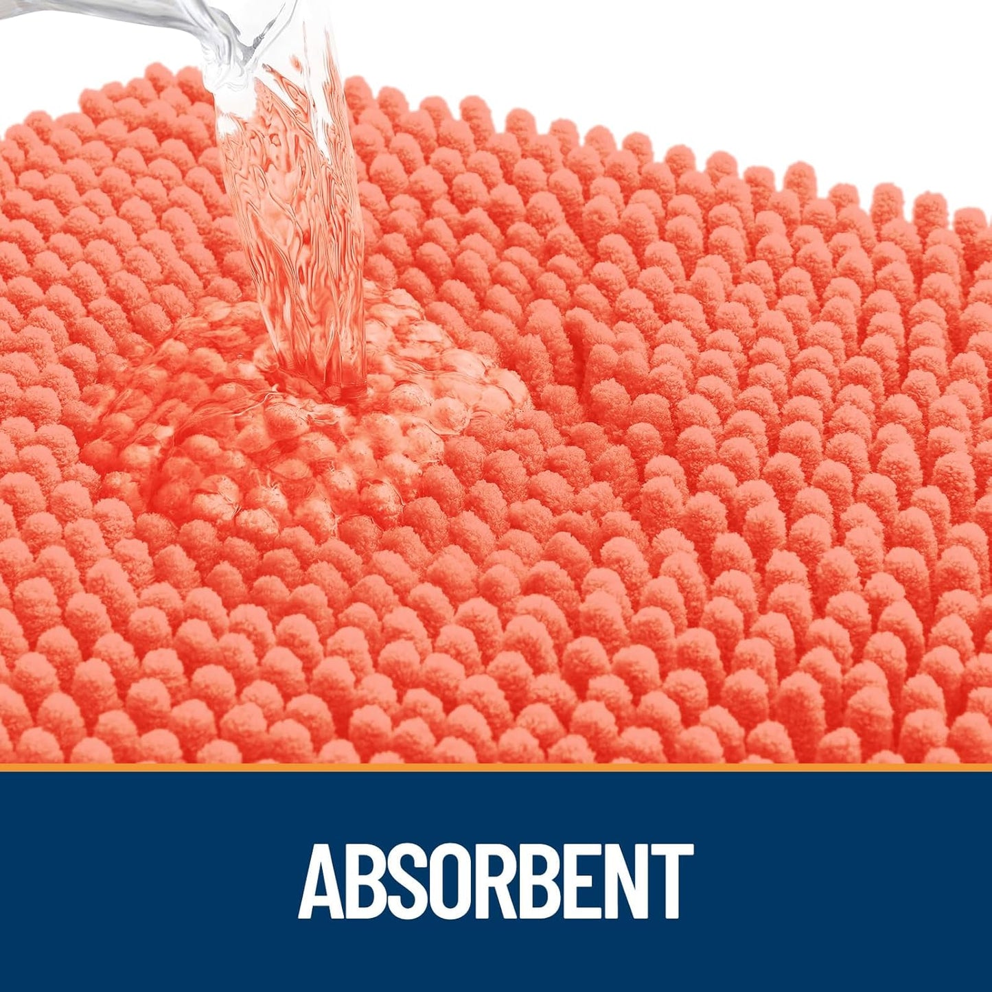 OLANLY Dog Door Mat for Muddy Paws 59x24, Absorbs Moisture and Dirt, Absorbent Non-Slip Washable Doormat, Quick Dry Chenille Mud Mat for Dogs, Entry Indoor Entryway Carpet for Inside Floor, Coral