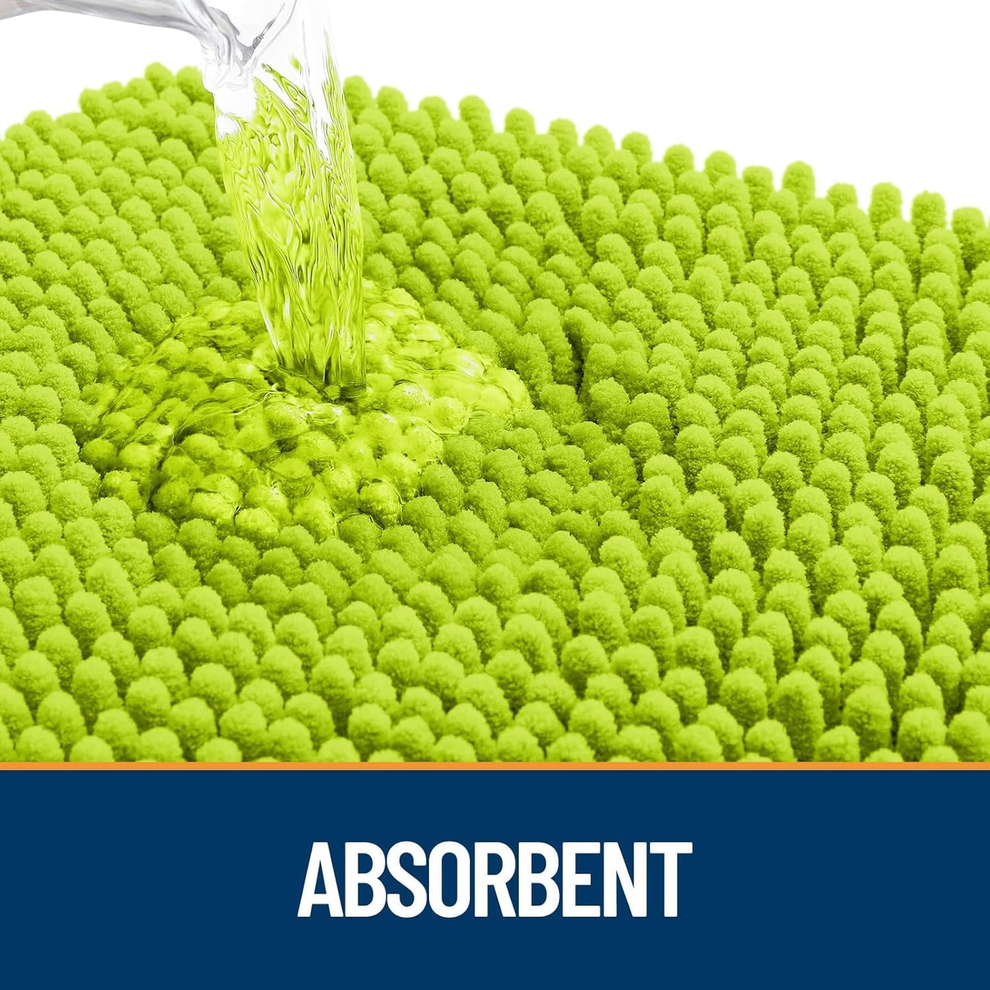 OLANLY Dog Door Mat for Muddy Paws 24x16, Absorbs Moisture and Dirt, Absorbent Non-Slip Washable Doormat, Quick Dry Chenille Mud Mat, Entry Indoor Entryway Carpet for Inside Floor, Bright Green