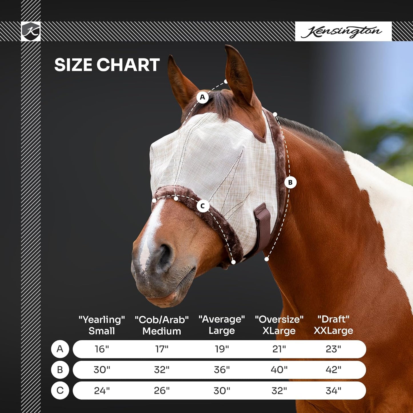 Kensington KPP Fly Mask with Fleece Trim, Deluxe Black Plaid, X-Large