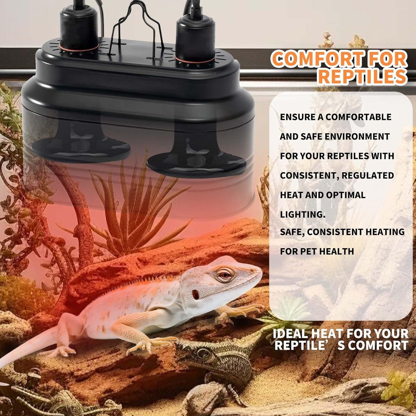 50W Reptile Heat Lamp(2 Packs)-Ceramic Heat Emitter for Reptiles Amphibian Pet Brooders Chicken Incubation, and Terrariums Turtle Lizard Bearded Dragon Snake E26