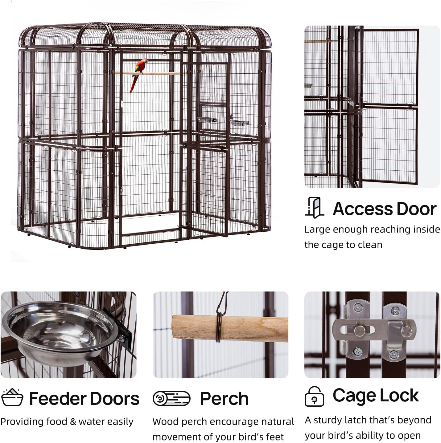 wonline Parrot Cages for Large Birds Outdoor Extra Large Bird Cage with Bird Cage and Perch, Suitable for Macaws Canaries Parrots Budgie Lovebirds