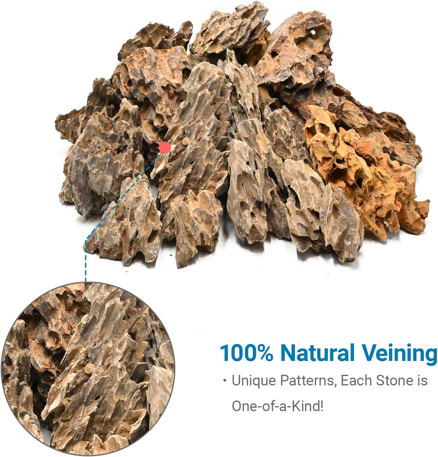 Natural Rock Stone 10LB Fish tank rock for Aquarium Landscaping Models Fish Tank Decoration, Freshwater Planted Aquariums and Amphibian enclosures-2-6 inches