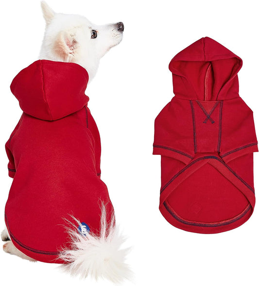 Blueberry Pet Essentials Dog Hoodie – 16 inch, Cotton‑Blend Sweatshirt with Hood, Red, Machine‑Washable Small‑Dog Jersey