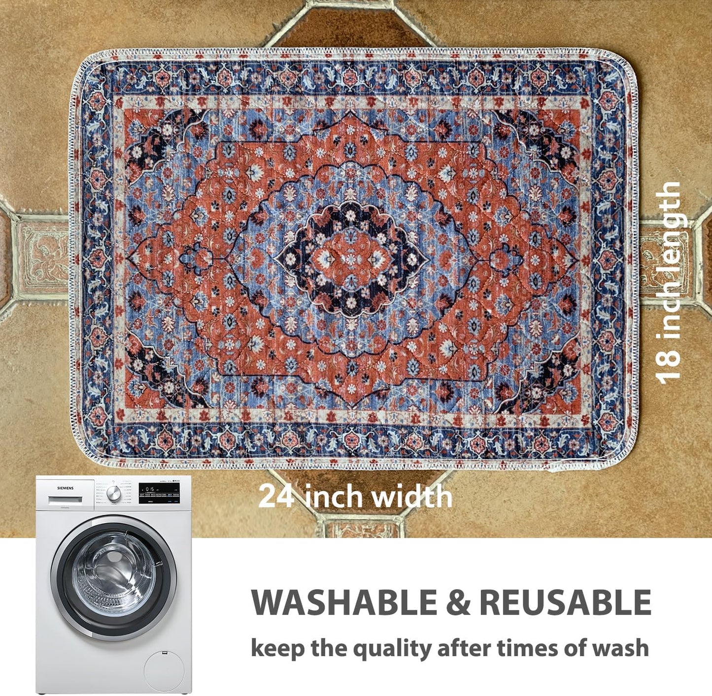 nunubaby Washable Pee Pads for Dogs, Stylish, Non-Slip and Leak-Proof Pee Pads. Reusable Potty Pads for Dogs for Crates and Floors.(Red/Floral, 18" x24")