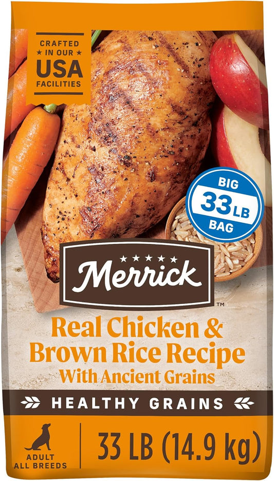 Merrick Healthy Grains Premium Adult Dry Dog Food, Wholesome and Natural Kibble with Chicken and Brown Rice - 33.0 lb. Bag