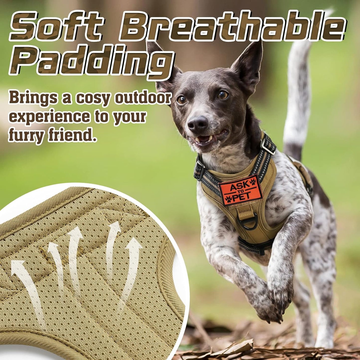 rabbitgoo Tactical Dog Harness for Large Dogs, No Pull Military Service Vest with Handle & Molle, Easy Control for Training Walking, Adjustable Reflective Straps, Brown, XL