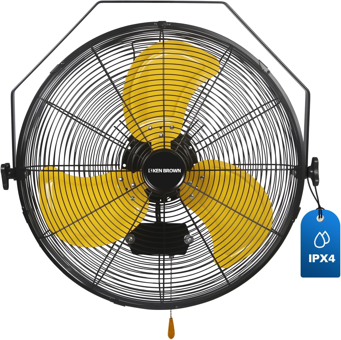 KEN BROWN 20 Inch Outdoor Wall Mount Fan, 3-speed IPX4 Waterproof, Max. 4,650 CFM Wall Mounted Fan for Outdoor, Commercial, Residential, Greenhouse, Workshop, Patio, Black, ETL Listed