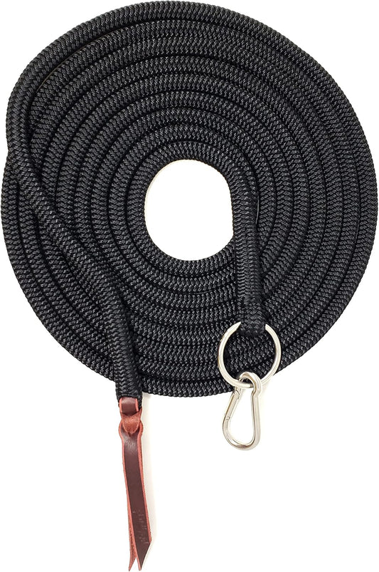 22' Long Line with SS O Ring and Carabiner (Black)