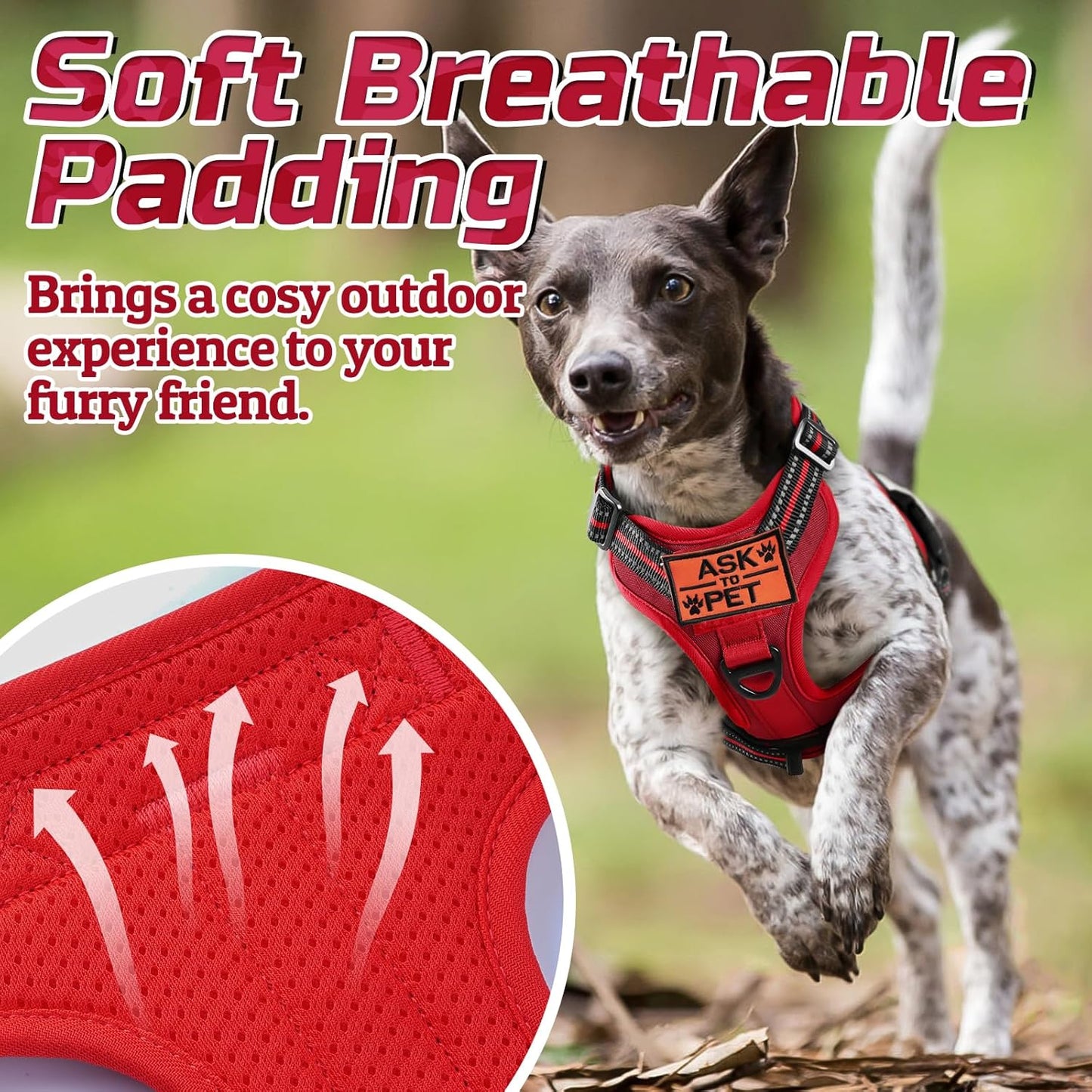 rabbitgoo Tactical Dog Harness for Large Dogs, No Pull Military Service Vest with Handle & Molle, Easy Control for Training Walking, Adjustable Reflective Straps, Red, XL