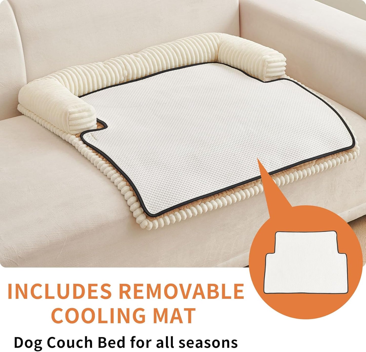 HAOMAIJIA Dog Couch Bed for Large Dogs, Non Slip Pet Couch Covers for Sofa Thick Soft Washable Dog Couch Cover Protector All Seasons Universal Dogs and Cats Bed Mat (Khaki, Large)