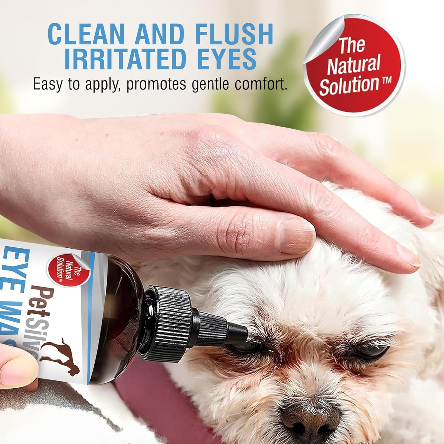 PetSilver Eye Drops for Dogs and Cats - Natural Dog Eye Wash - Relief for Inflammation & Irritation - Pet Eye Cleaner and Tear Stain Remover - Patented Silver Formula - Made in The USA - 4 fl oz