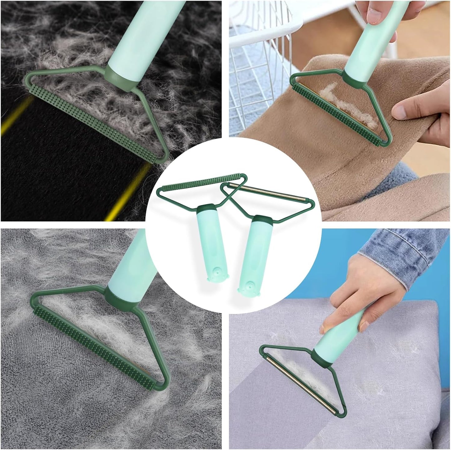 Multifunctional Pet Hair Remover,2 Pcs Carpet Scraper,4 in 1 Dog Hair Remover, Reusable Cat Hair Remover for Dog and Cat,Adjustable Lint Brush for Carpet,Sofa,Bedding,Clothes and Furniture,Blue