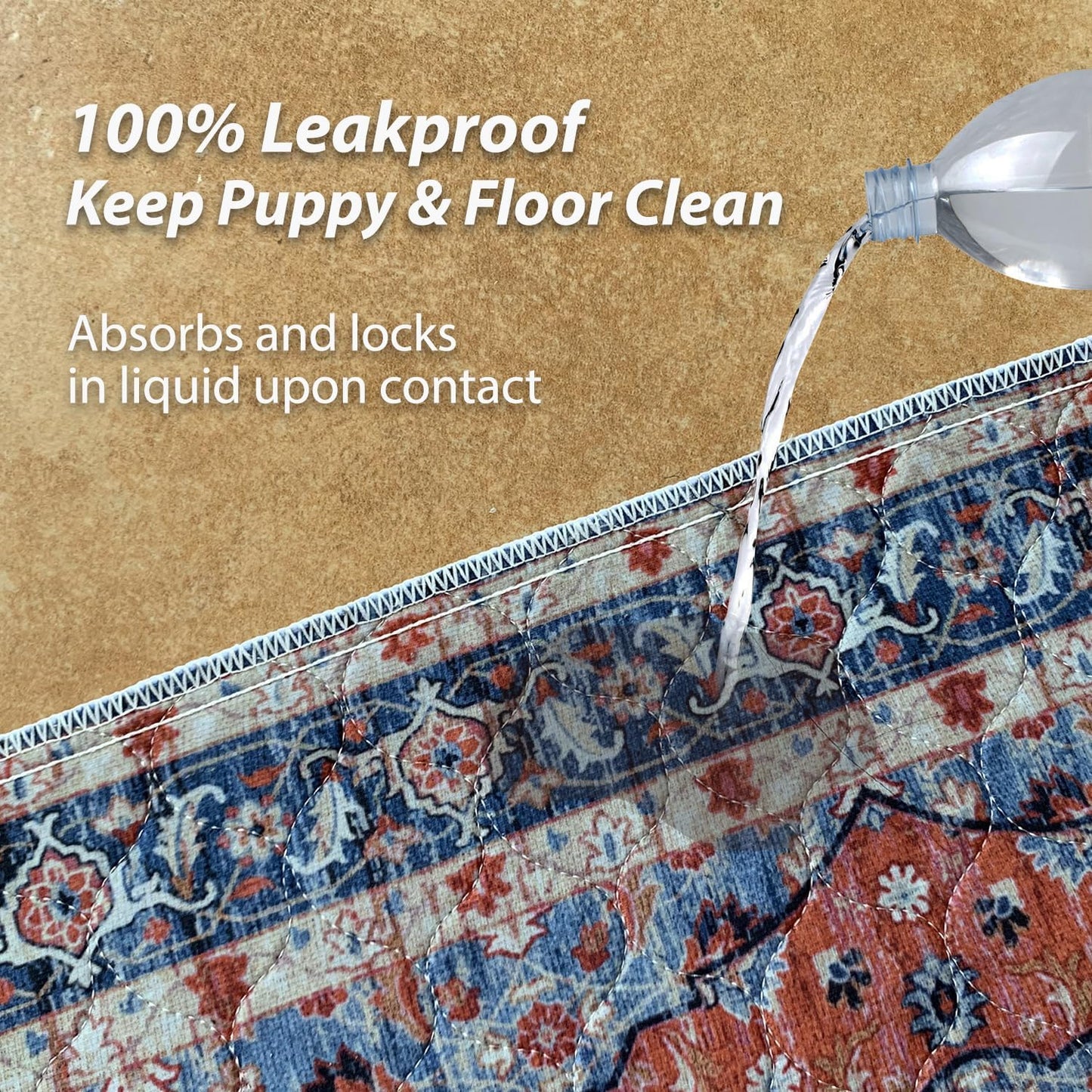 nunubaby Washable Pee Pads for Dogs, Stylish, Non-Slip and Leak-Proof Pee Pads. Reusable Potty Pads for Dogs for Crates and Floors.(Red/Floral, 36" x72")