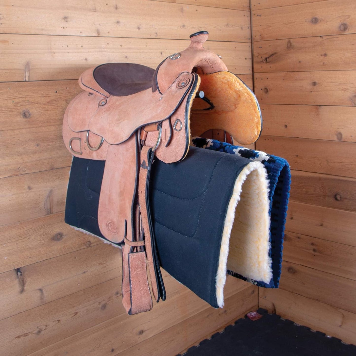 Saddle Rack with Pad Bar for Horse Enthusiast | Heavy-Duty Saddle Rack Wall Mount | Western & English Saddle Rack | Keeps Tack Organized