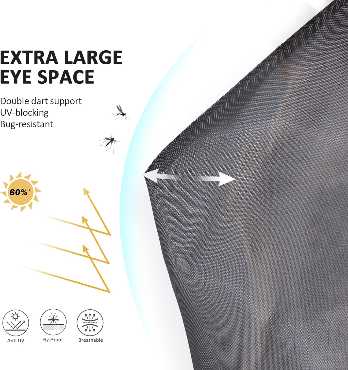 Horse Fly Mask Large Space Breathable UV Protection Equine Mask with Reflective Features on Ears Mars Black M