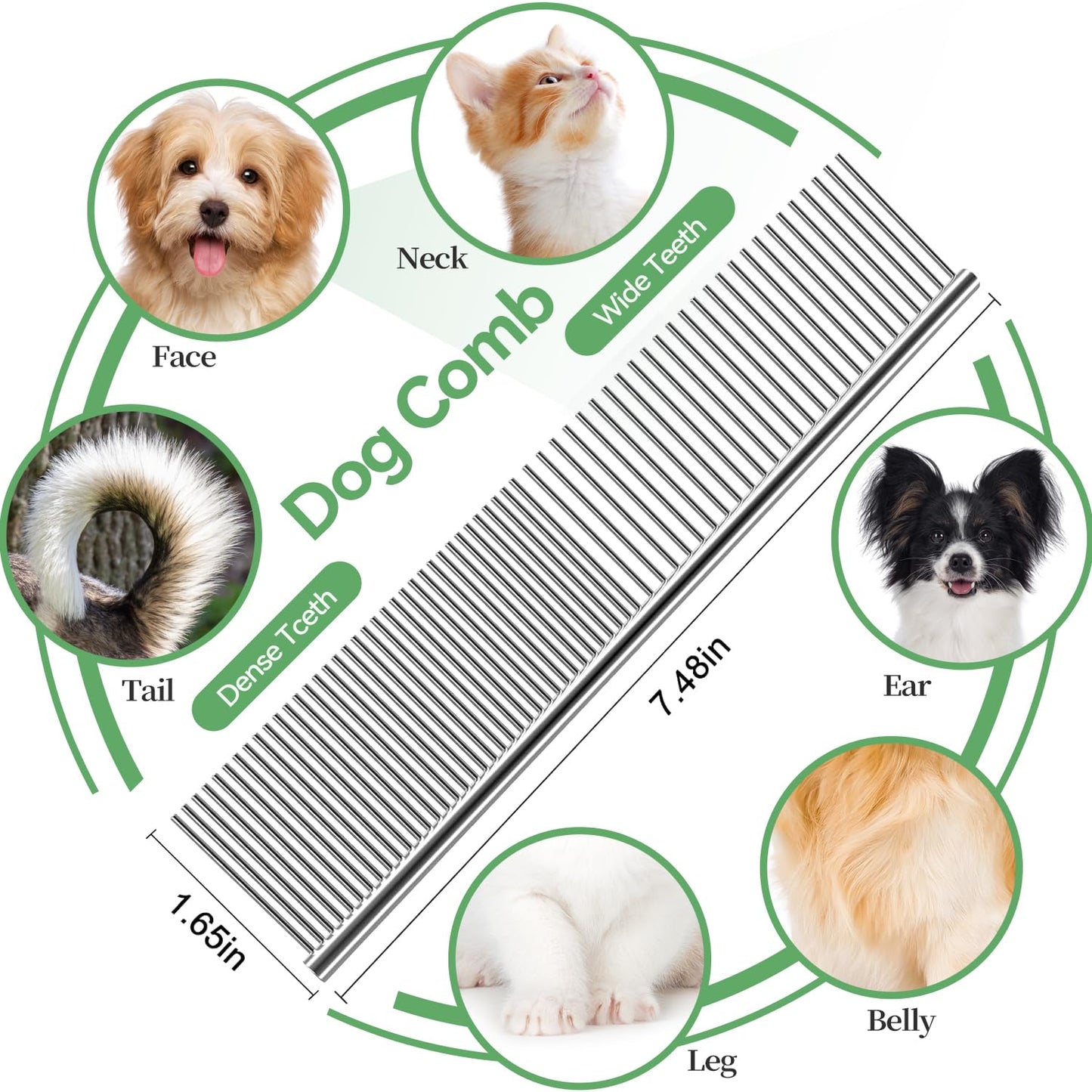 Dog & Cat Brush,Pet Grooming Kit 2PCS- Cat Brush for Shedding| Pet Metal Comb. Self-Cleaning Slicker Brush for Short and Long Hair. Removes Undercoat, Loose Hair, Tangled, Dirt and Massages.