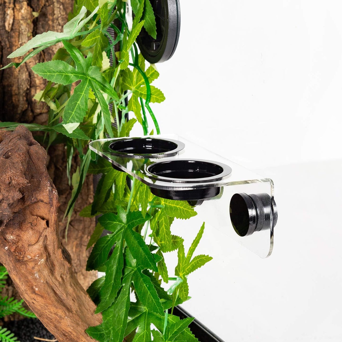 WACOOL Magnetic Reptile Ledge, Acrylic Gecko Feeding Ledge with 6PCS Cups, Reptile Food Water Feeder Dish for Geckos Iguana Chameleon Pets (White)