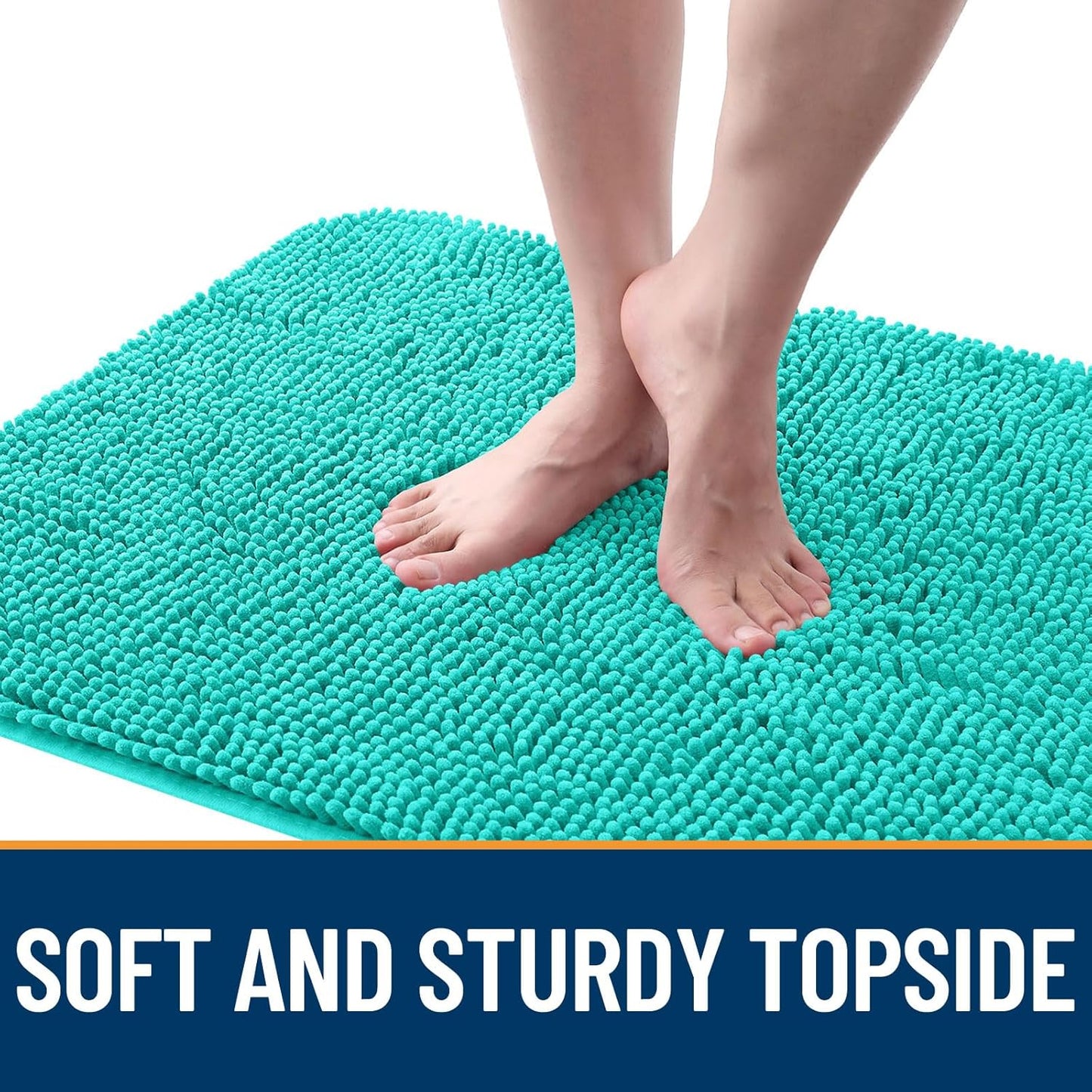 OLANLY Dog Door Mat for Muddy Paws 40x32, Absorbs Moisture and Dirt, Absorbent Non-Slip Washable Doormat, Quick Dry Chenille Mud Mat for Dogs, Entry Indoor Entryway Carpet for Inside Floor, Teal