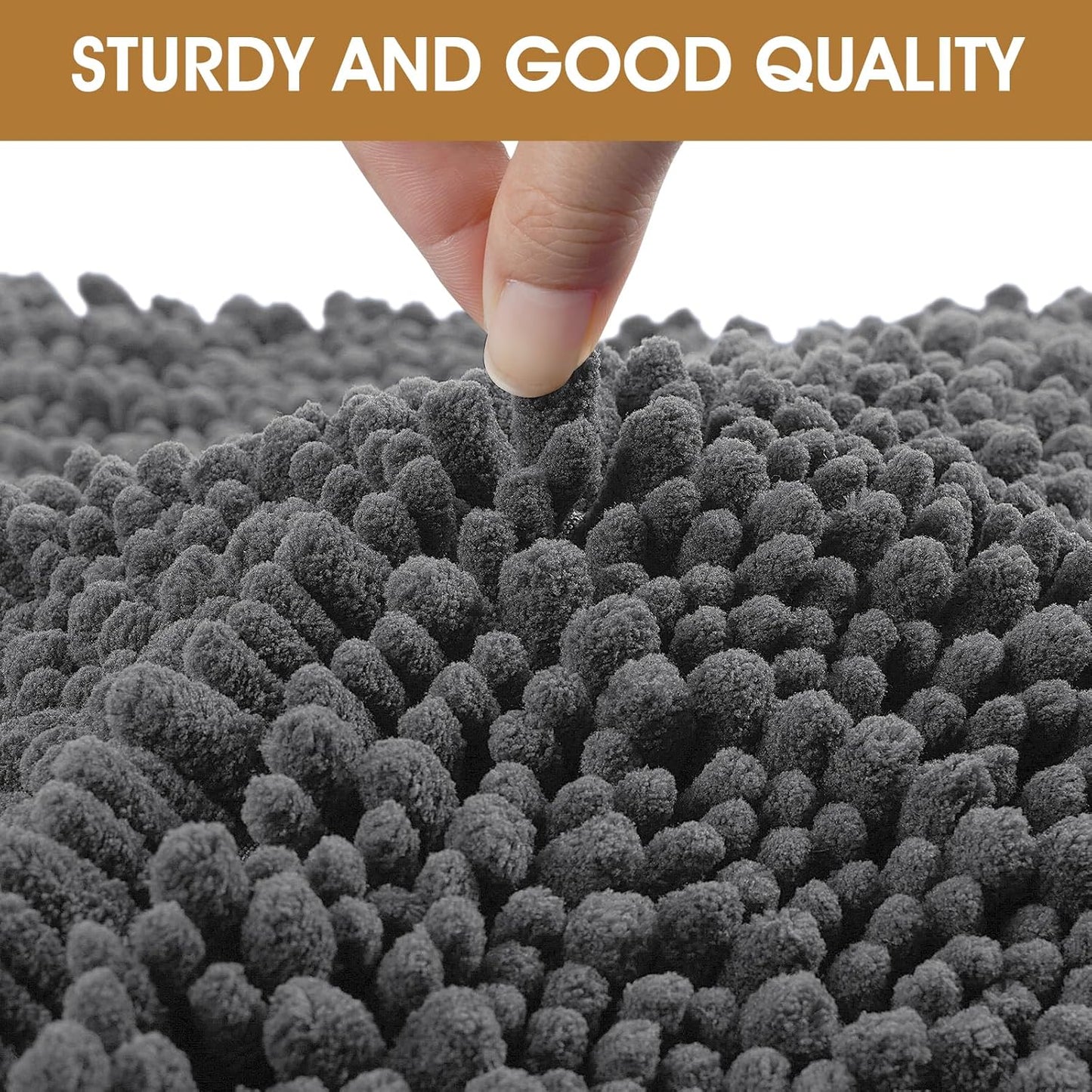 2 Pieces Muddy Door Mats for Dogs, Chenille Absorbent Pet Mats, Quick Dry, Trap Dirt Non Slip Heavy Indoor Doormat Soft Dog Bed Mat Front Inside Door Mat for Indoor Outdoor Entrance,Grey