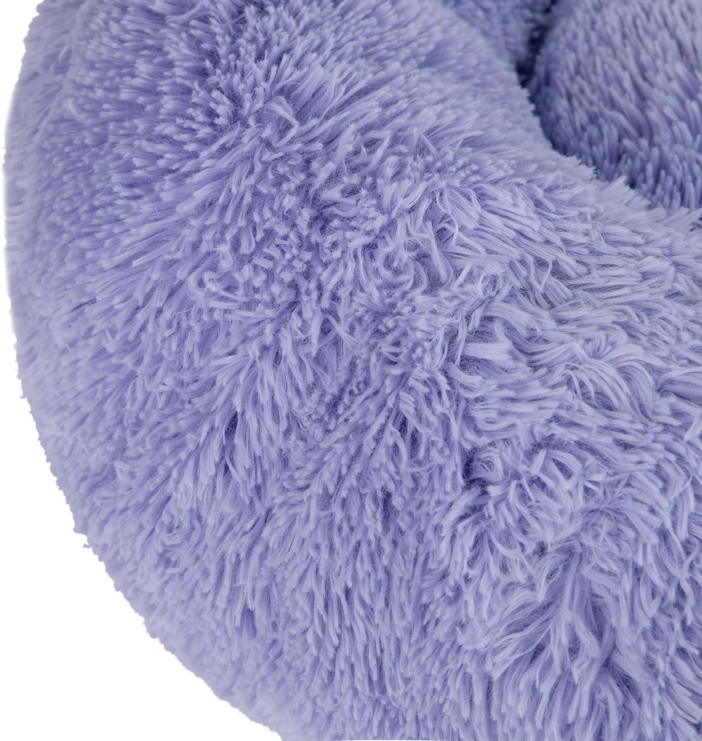 Best Pet Supplies Round Donut Dog Bed with Plush Faux Fur Fabric, Calming, Anti-Anxiety Cushion for Indoor Pets, Slip-Resistant Base, Soft Ergonomic Support - Lavender, 24x24x7''