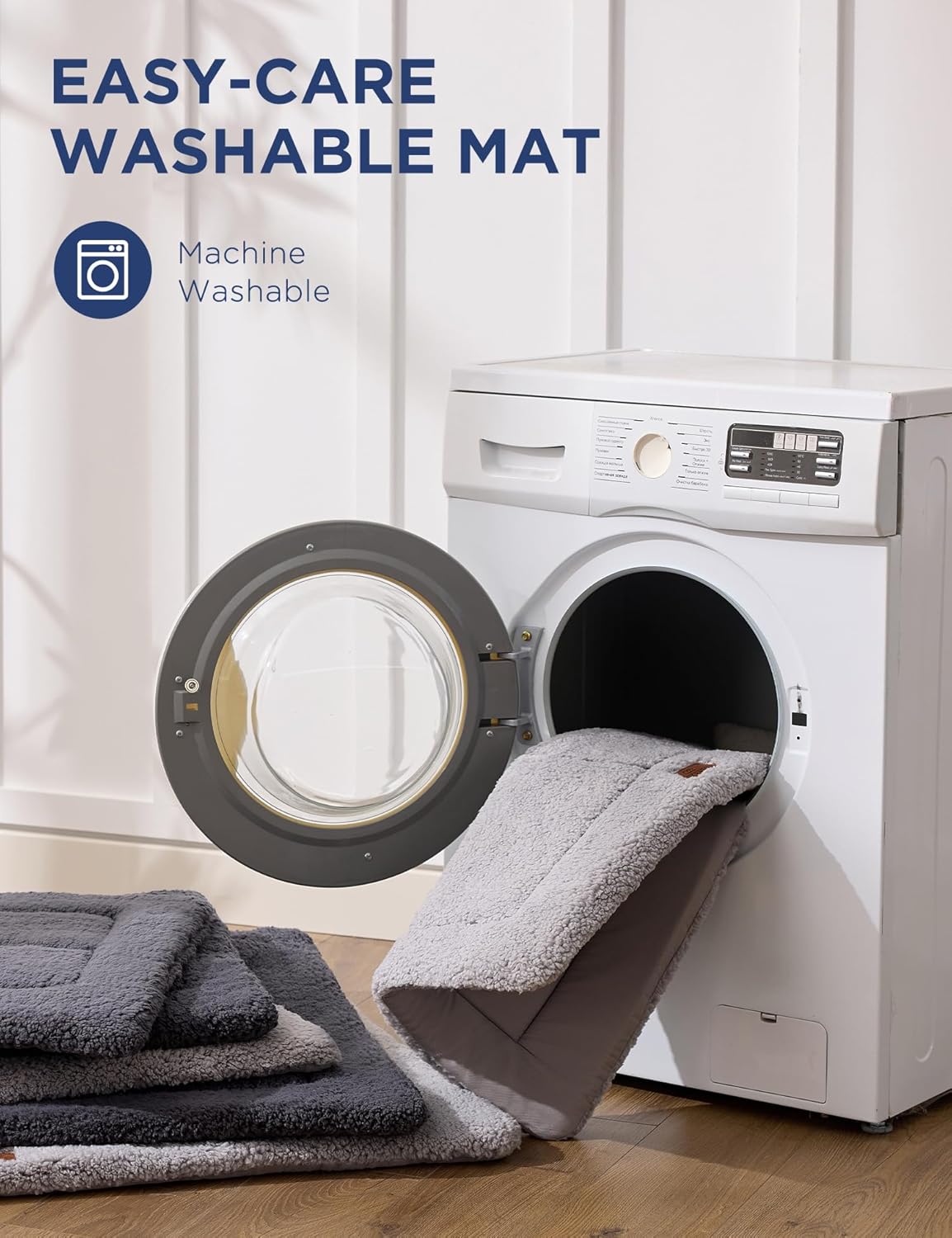 Joydeco Low Profile Dog Crate Mat Reversible Bed Pad, Washable Dog Pad Mat with Ultra Soft Fleece, Compact Design Kennel Beds Mats for Large Medium Small Pets, 36" x 27" Gray