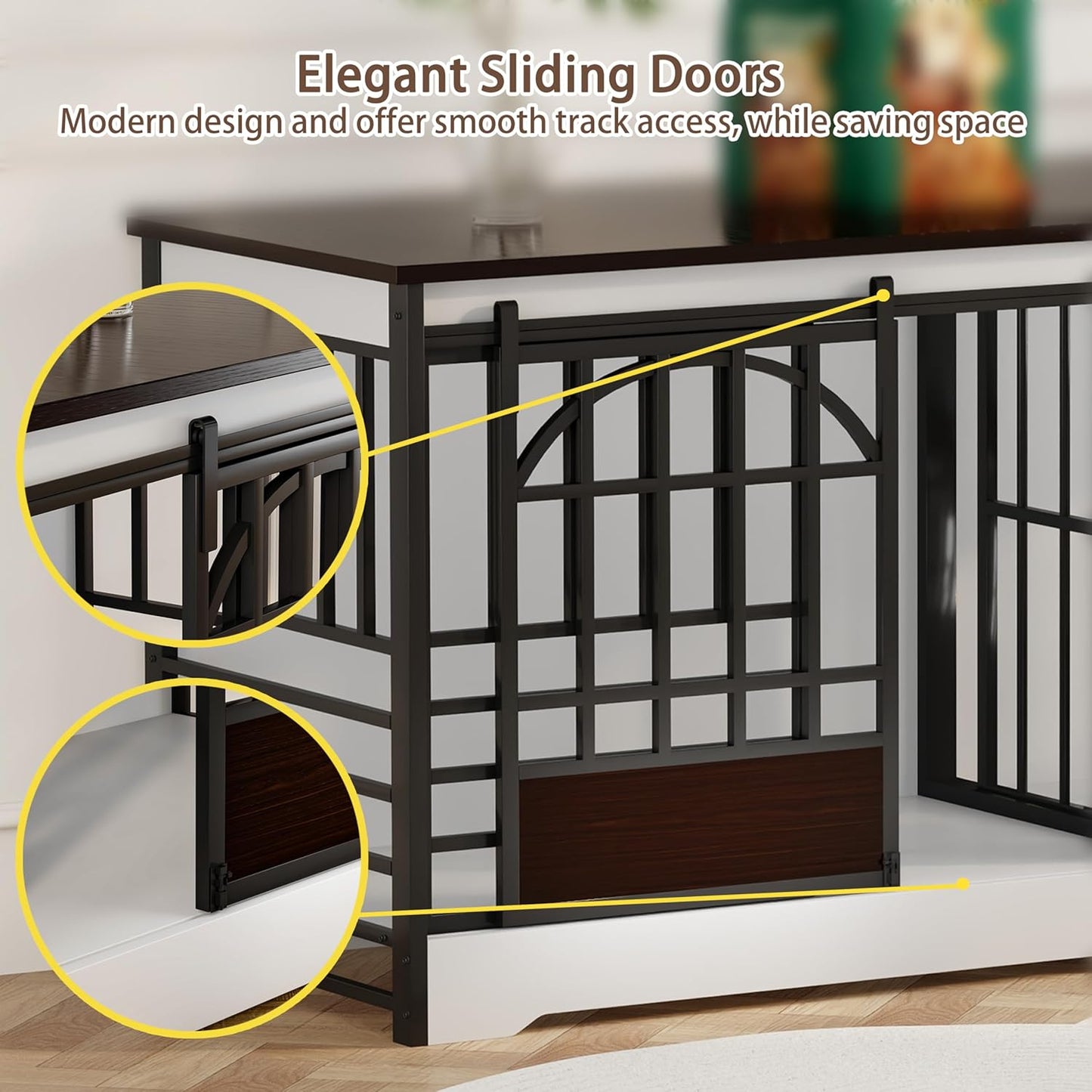 78 Inch Double Dog Crate Furniture, Extra Large Dog Kennel Indoor with Divider, Heavy Duty Dog Cage for 2 Dogs, Decorative Wooden Dog House Decorative Table TV Stand, Pet House for XLarge Dogs,White