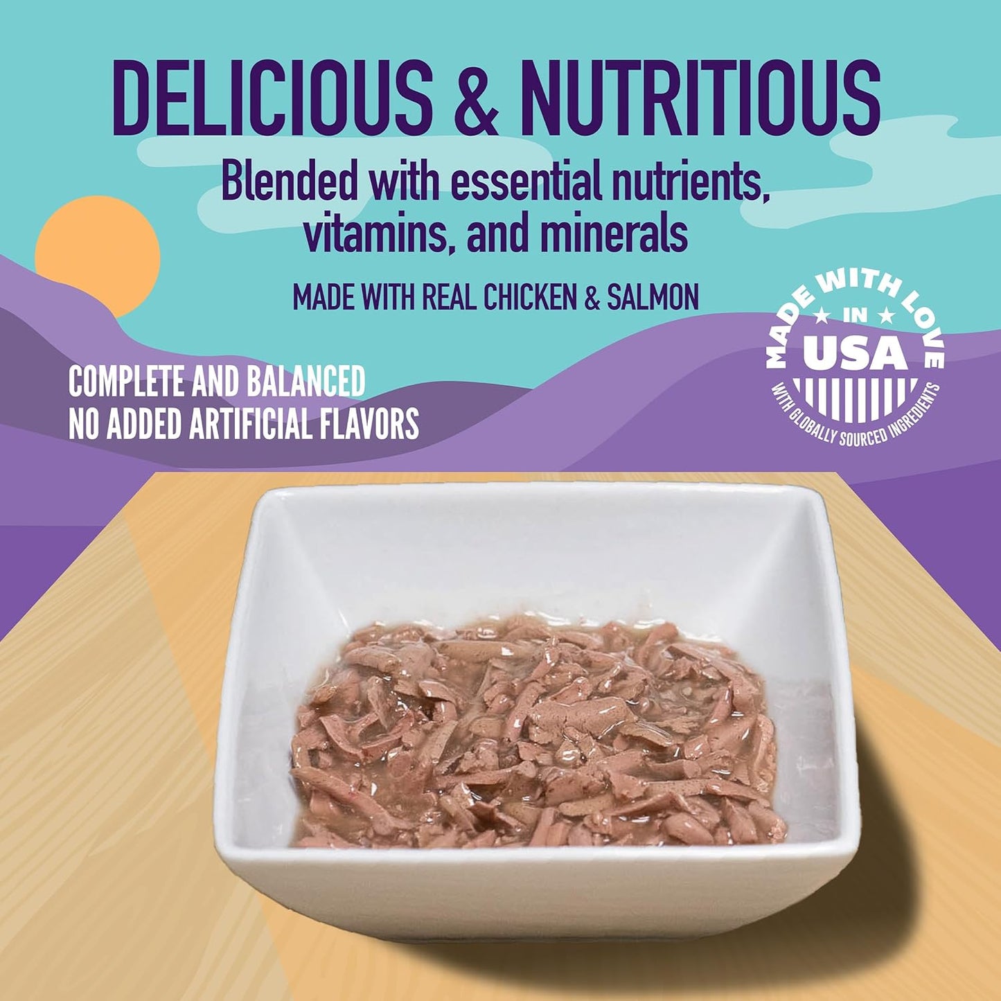 A Strong Heart Canned Wet Cat Food, Chicken & Salmon Dinner in Gravy - 5.5 oz Cans (Pack of 24), Made in The USA with Real Chicken & Salmon