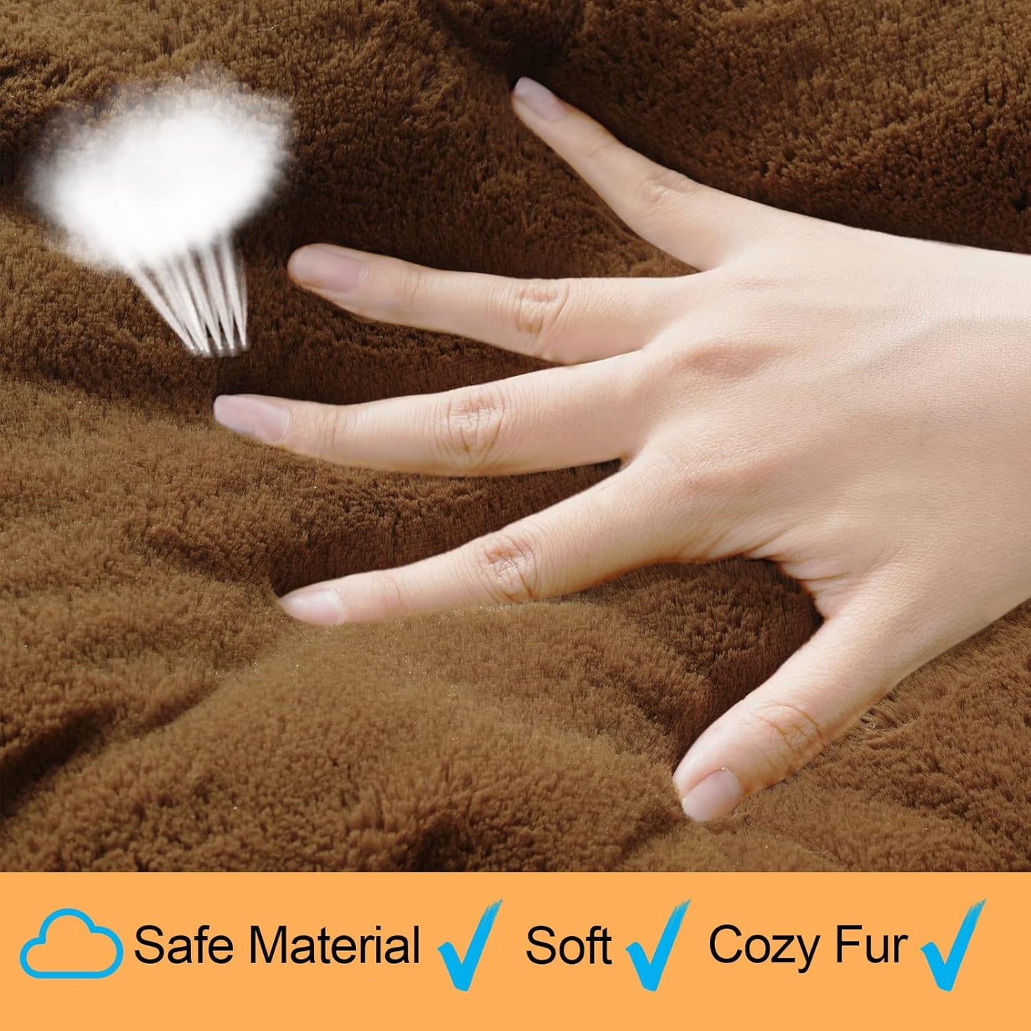 Dog Beds Crate Pad for Dogs Ultra Soft Dog Crate Bed Washable & Anti-Slip Kennel Pad for Dogs Cozy Sleeping Mat (48inch, Brown)