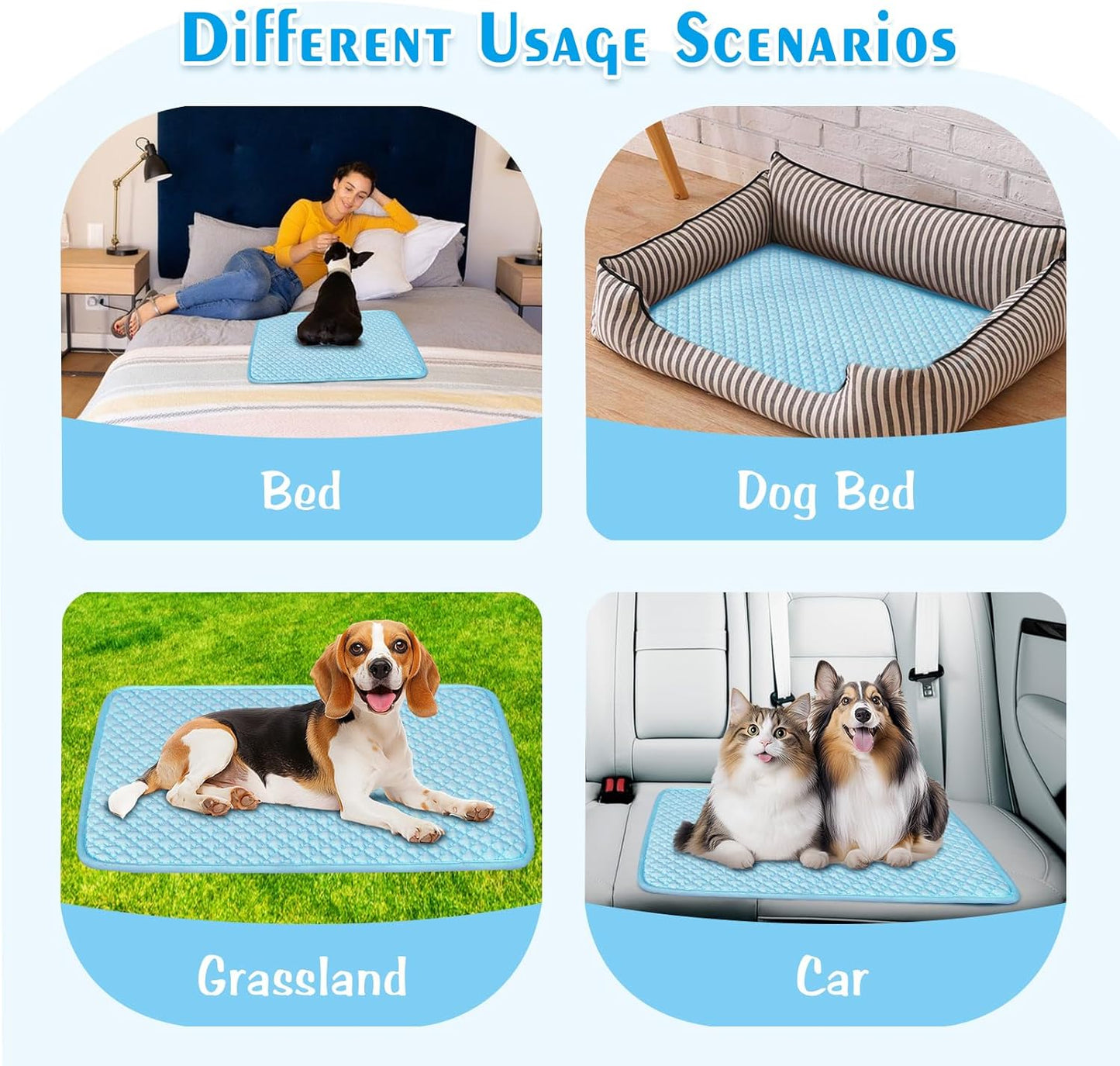 Pet Cooling Mat for Dogs & Cats - Washable Dog Cooling Mat Portable Pet Cool Pads Blanket for Indoor & Outdoor Car Seats