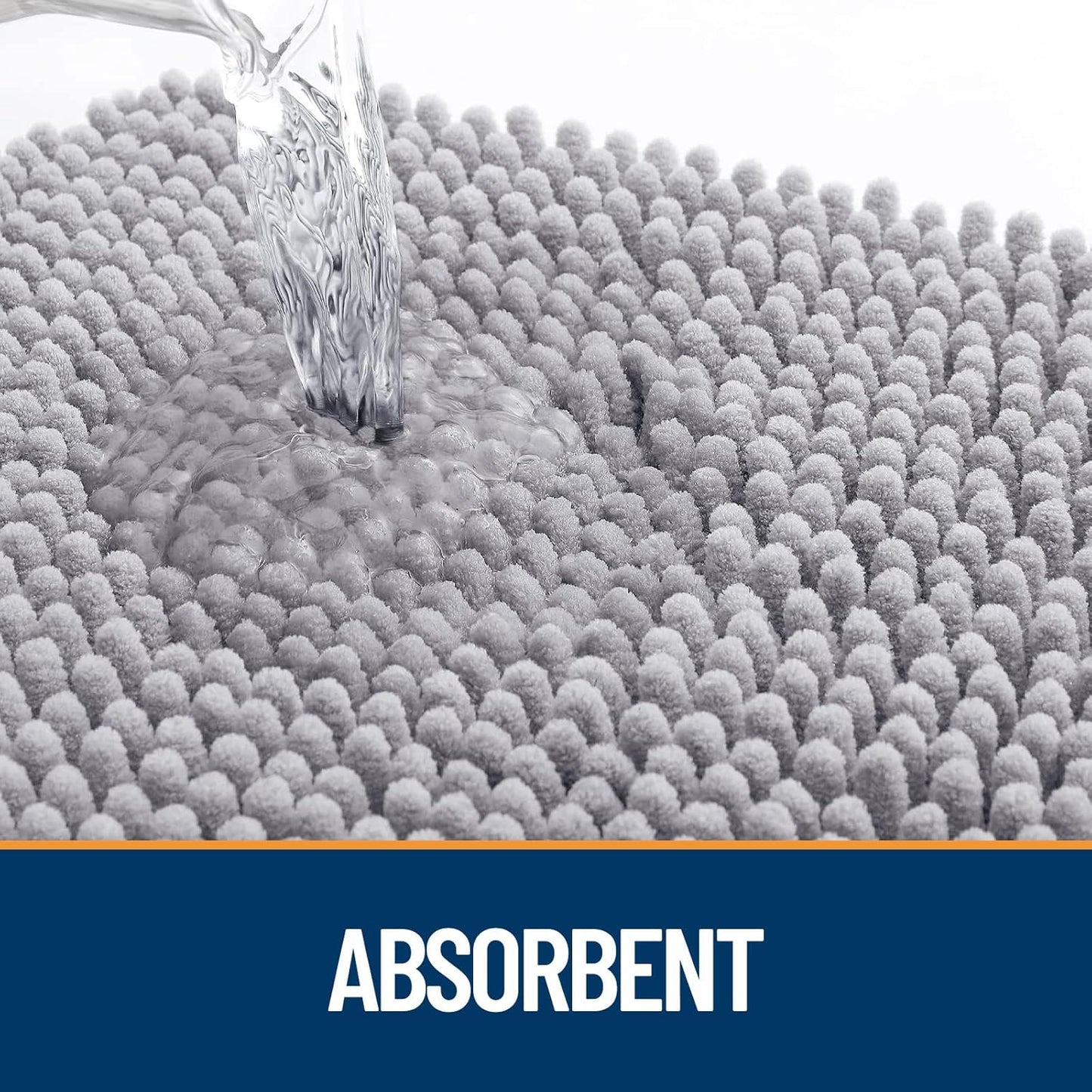 OLANLY Dog Door Mat for Muddy Paws 40x24, Absorbs Moisture and Dirt, Absorbent Non-Slip Washable Doormat, Quick Dry Chenille Mud Mat for Dogs, Entry Indoor Entryway Carpet for Inside Floor, Light Grey