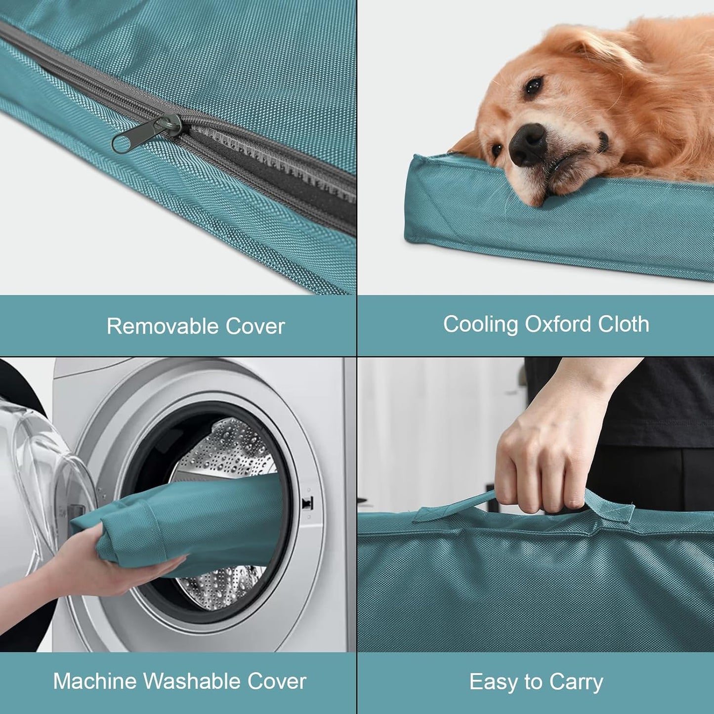 Outdoor Dog Bed for Small Dogs, Waterproof Dog Crate Bed for Small Dogs, Orthopedic Egg Crate Foam Puppy Beds with Washable and Removable Oxford Cover, Light Blue