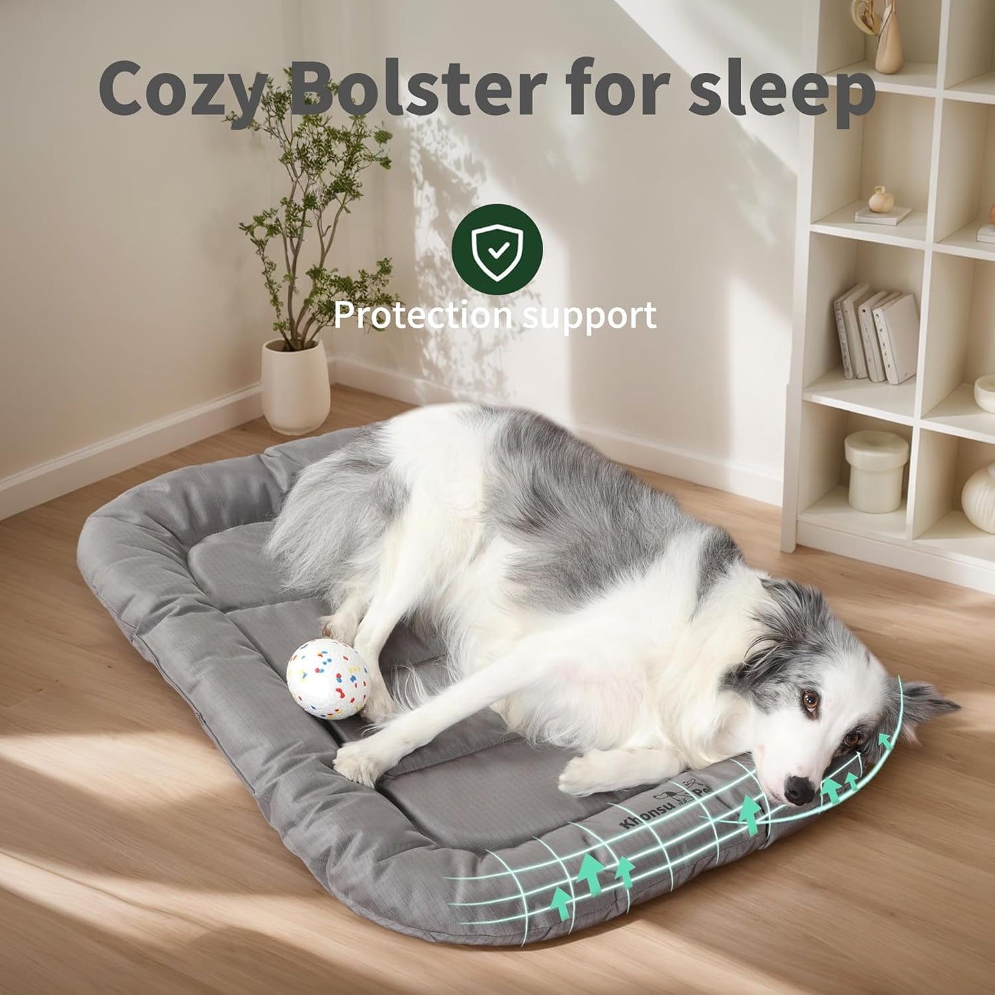 KHONSU PET Durable Dog Bed Tough and Tear Proof Dog Crate Bed, 800lbs Tear Strength PVC-Backed Waterproof Ped Bed Mat Indoor & Outdoor Use for Dogs up to 60 lbs