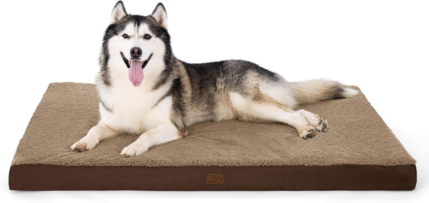 Bedsure XXL Dog Bed for Large Dogs - Orthopedic Flat Giant Pet Beds with Removable Washable Cover, Jumbo Egg Crate Foam Mat, Suitable for Pet Up to 150 lbs