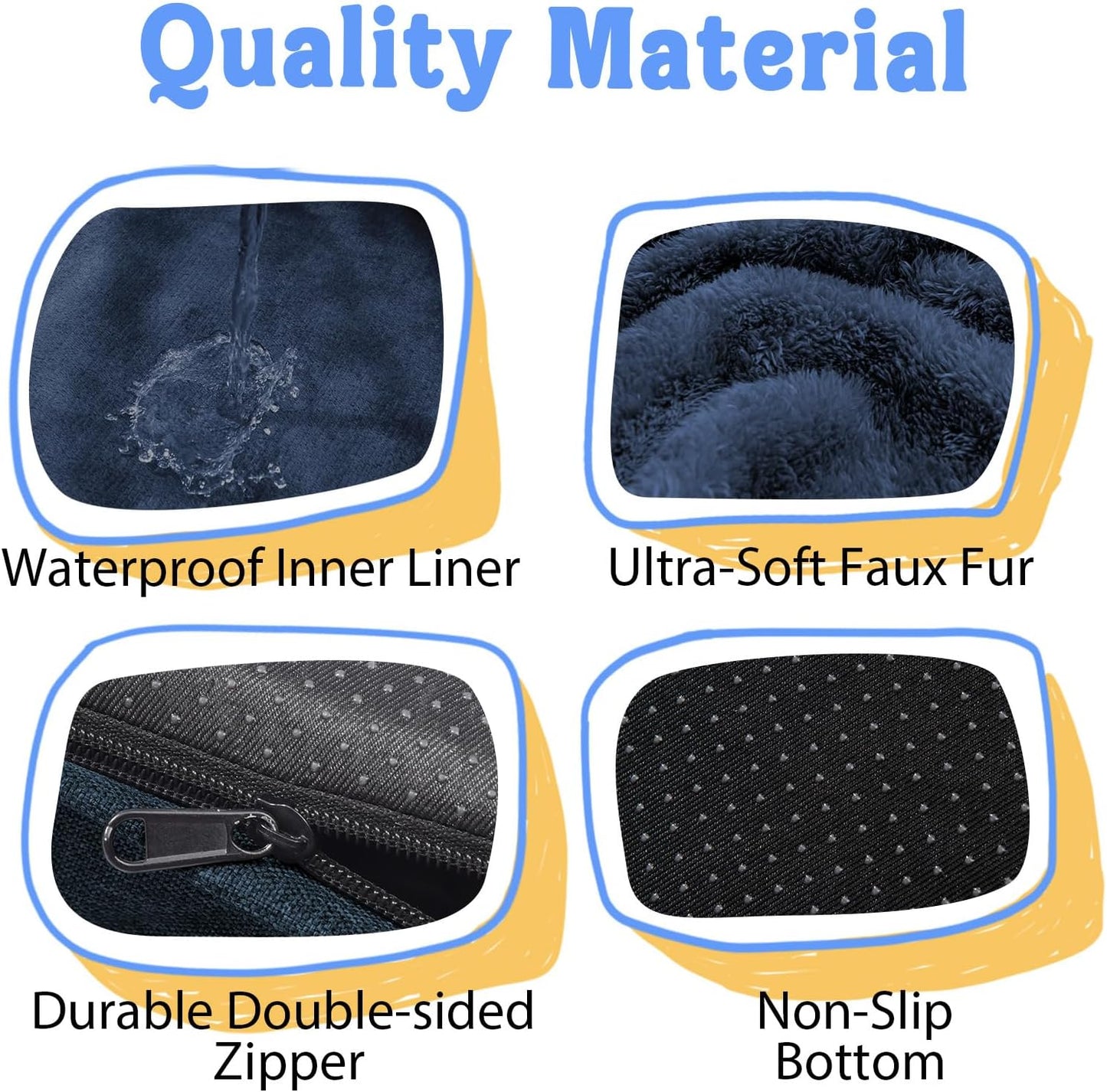 Washable Orthopedic Large Dog Bed - Removable Waterproof Cover with Bolster Machine Washable Extra Large Dog Bed Foam Support XL Large Big Pet Dogs Beds