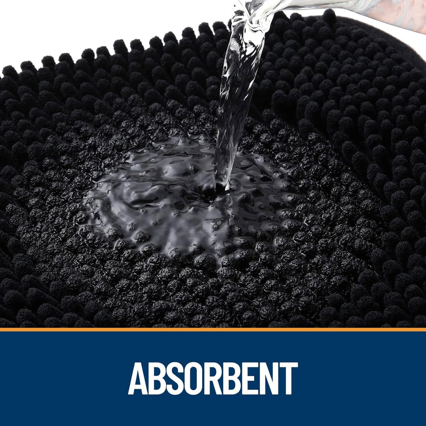 OLANLY Dog Door Mat for Muddy Paws 47x20, Absorbs Moisture and Dirt, Absorbent Non-Slip Washable Doormat, Quick Dry Chenille Mud Mat for Dogs, Entry Indoor Entryway Carpet for Inside Floor, Black