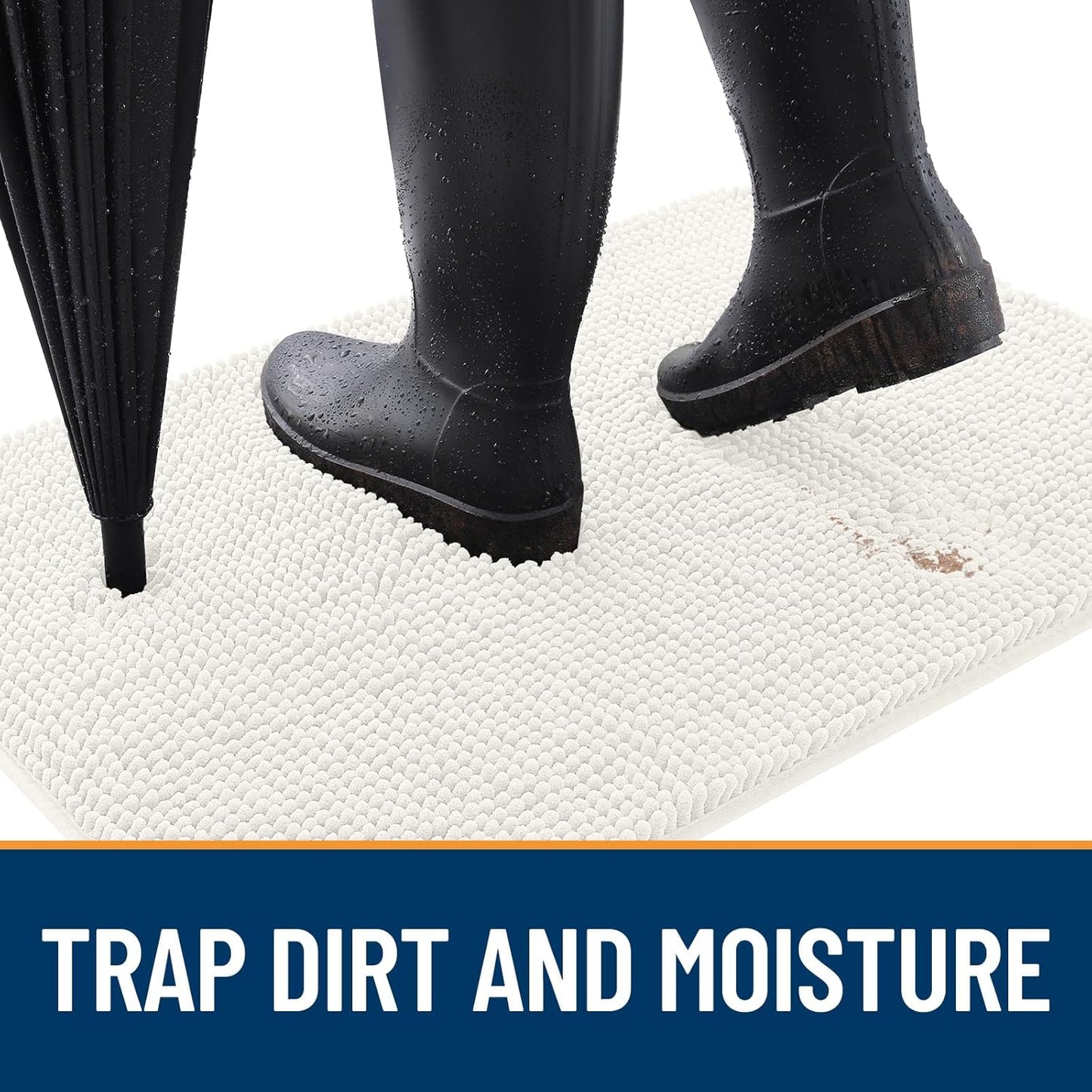 OLANLY Dog Door Mat for Muddy Paws 59x32, Absorbs Moisture and Dirt, Absorbent Non-Slip Washable Doormat, Quick Dry Chenille Mud Mat for Dogs, Entry Indoor Entryway Carpet for Inside Floor, Ivory