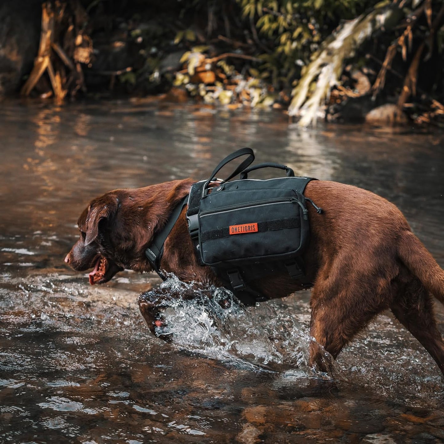 Onetigris Dyno Outdoor Dog Harness With Pockets, Front Range Pack, Backpack With Handles, Saddle Bag Hiking Vest, Tactical Service Canine EDC Pack Set