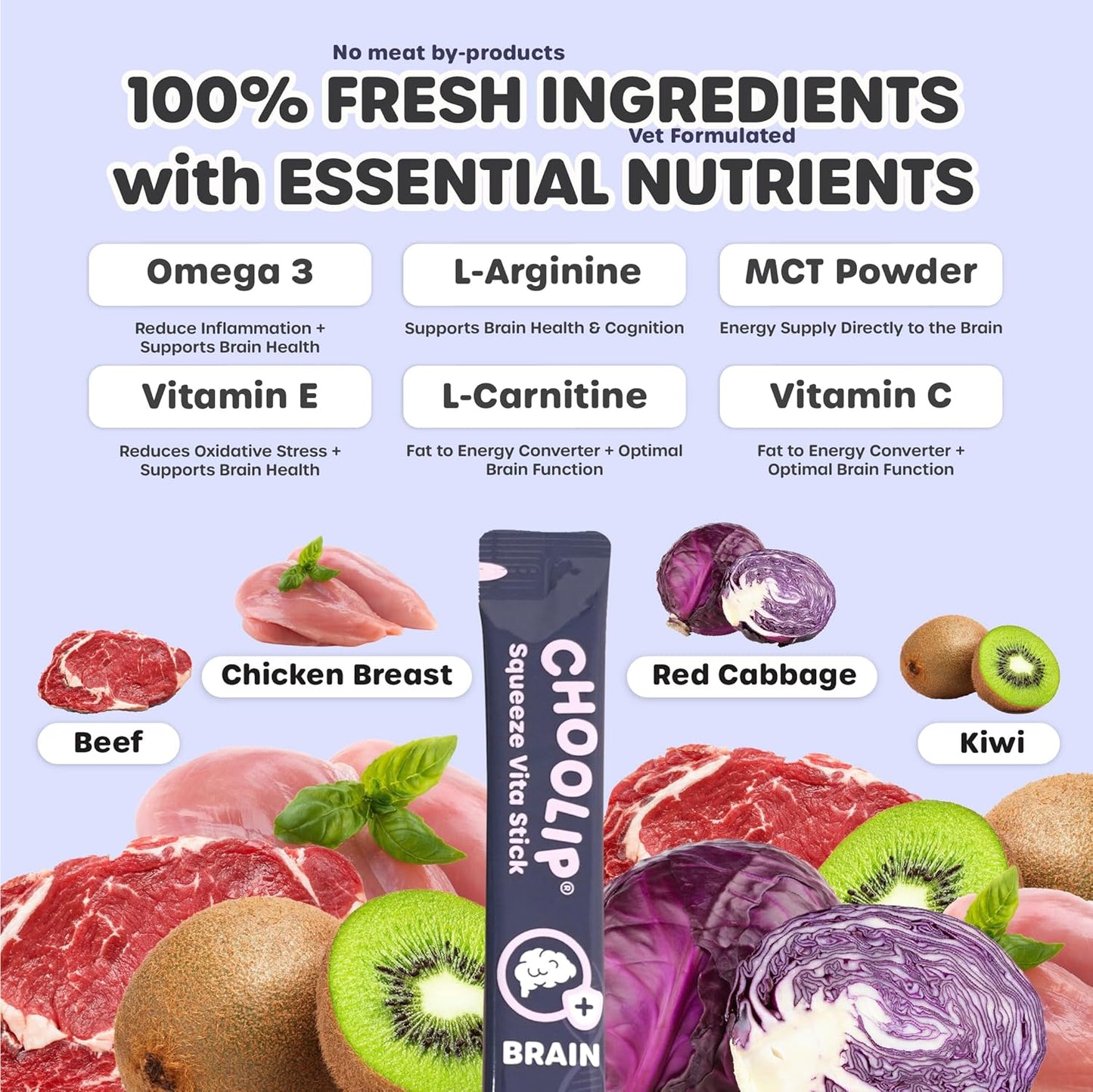 Grab & Go Squeeze Vita Stick Lickable Treats for Dogs & Cats. 49 Brain Support Sticks with Essential multivitamins. Soft and Tasty Paste for All Life Stages, Supporting Brain Health