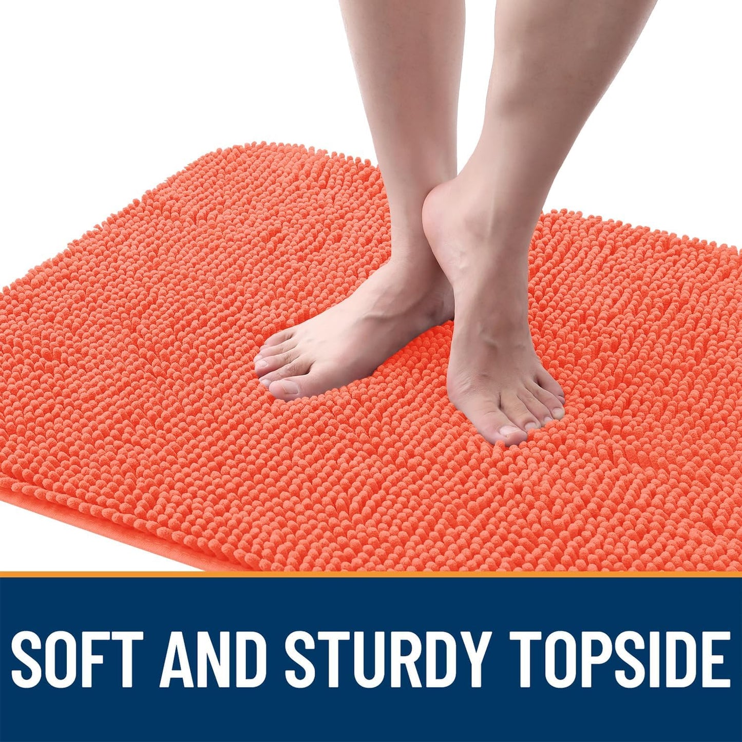 OLANLY Dog Door Mat for Muddy Paws 44x32, Absorbs Moisture and Dirt, Absorbent Non-Slip Washable Doormat, Quick Dry Chenille Mud Mat for Dogs, Entry Indoor Entryway Carpet for Inside Floor, Coral