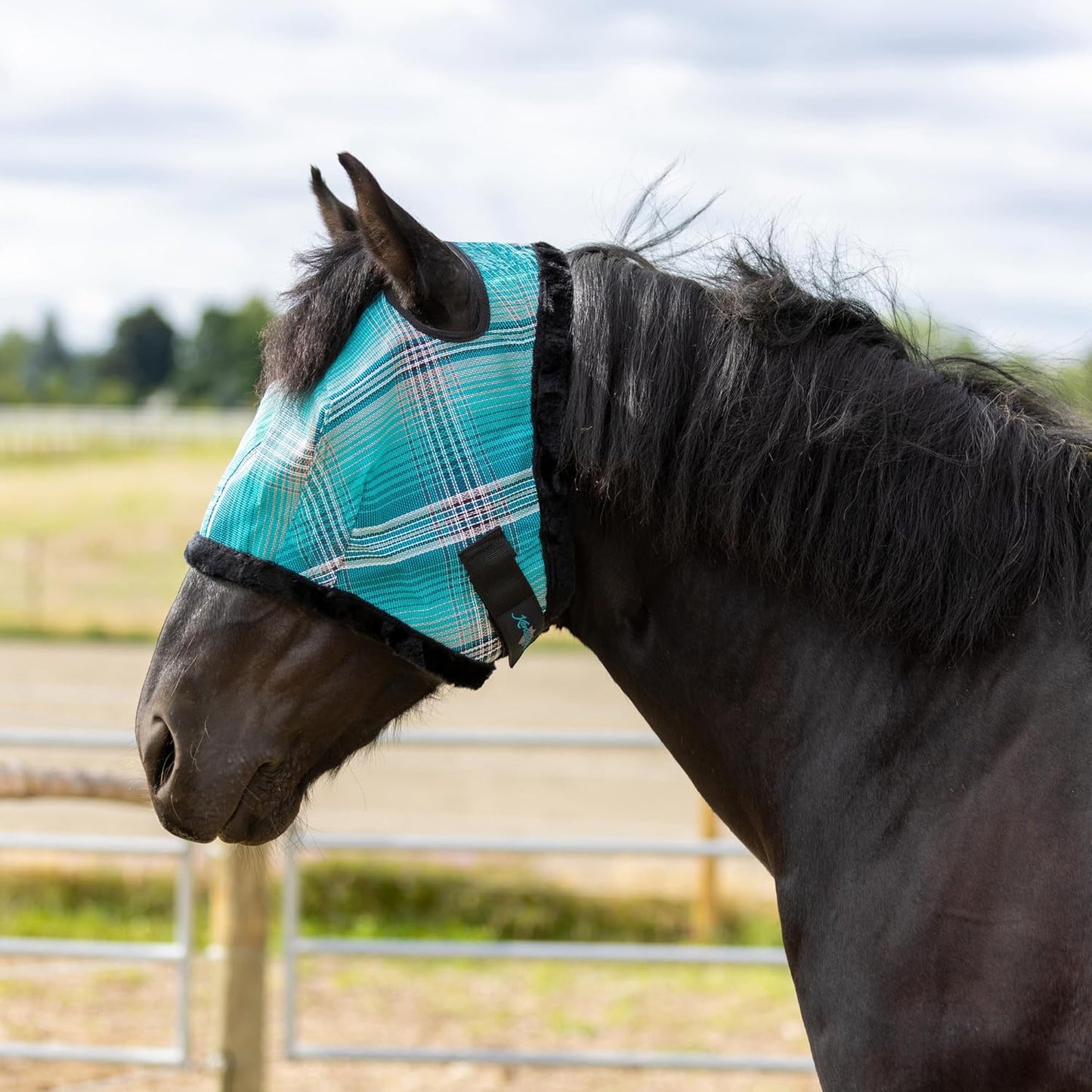 Kensington UV Fly Mask with Fleece Trim - Protective Mask with Dual Ear Opening Size: XXL Color: 2021-Atlantis