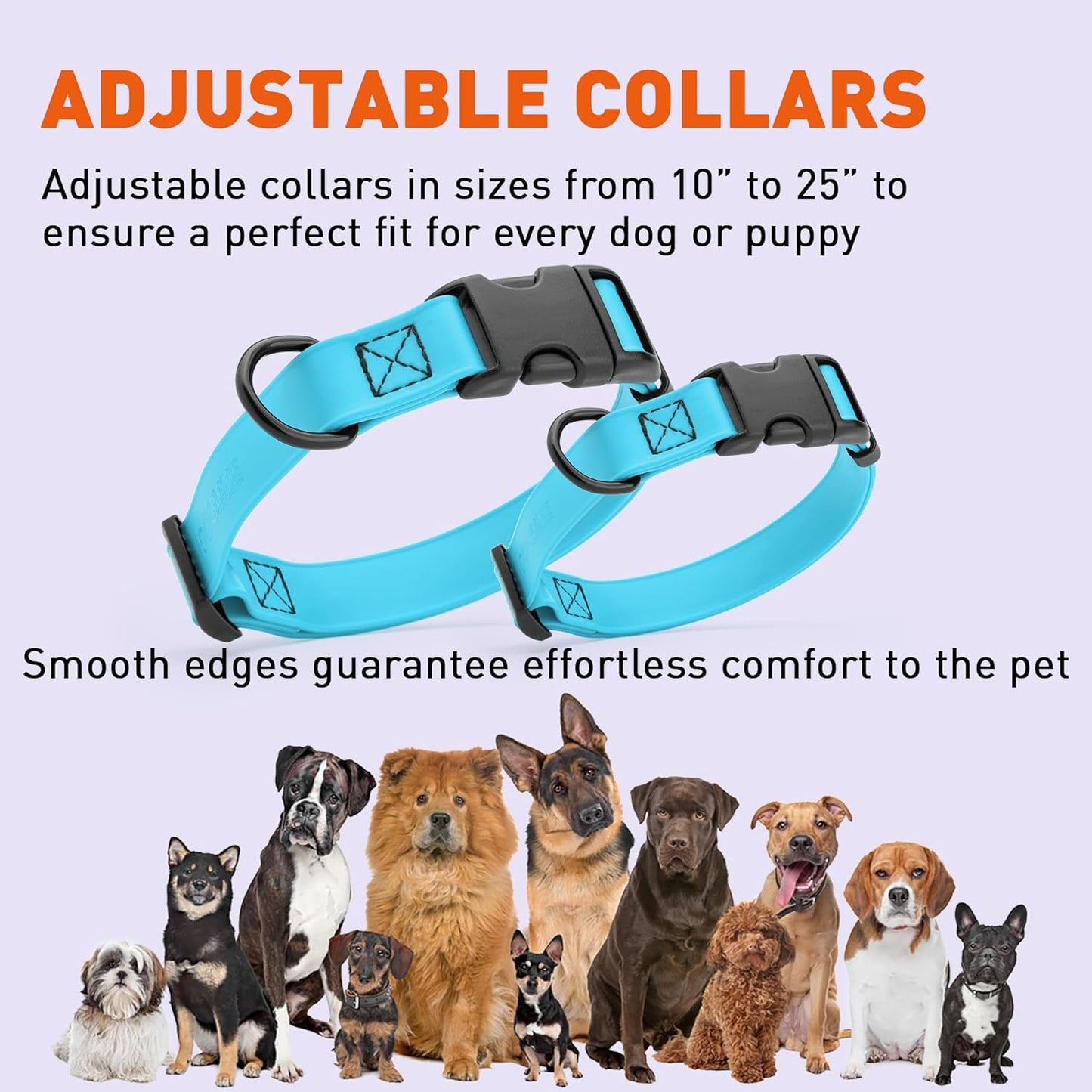 Dogline Biothane Waterproof Dog Collar with Quick Release Buckle Strong Coated Nylon Webbing with Odor- Proof for Easy Care Easy to Clean Fits Small Medium Large Dogs, Cyan Blue 5/8" W 9-14" L
