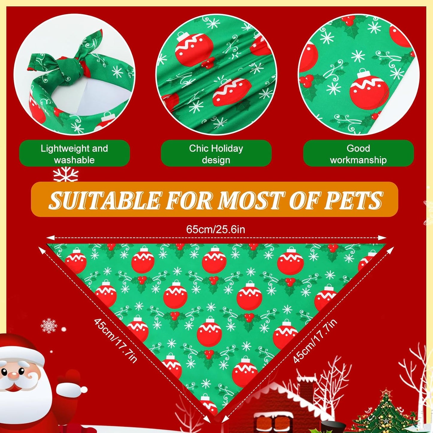 Abbylike 200 Pieces Christmas Dog Bandanas Bulk Xmas Dog Bandanas for Dogs Dog Kerchief Set Bibs Triangle Dog Scarf for Pet Christmas Costume Accessories Decoration