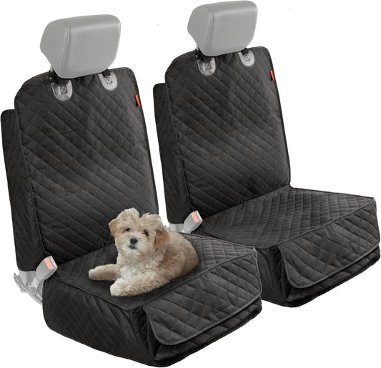 Lusso Gear Dog Car Seat Cover for Front Seat (2 Pack) - 100% Waterproof, Nonslip - Full Protection for Passenger Chair, Captain Chairs - Rear Seat Protector for Dogs - Fits Cars, Trucks, SUVs