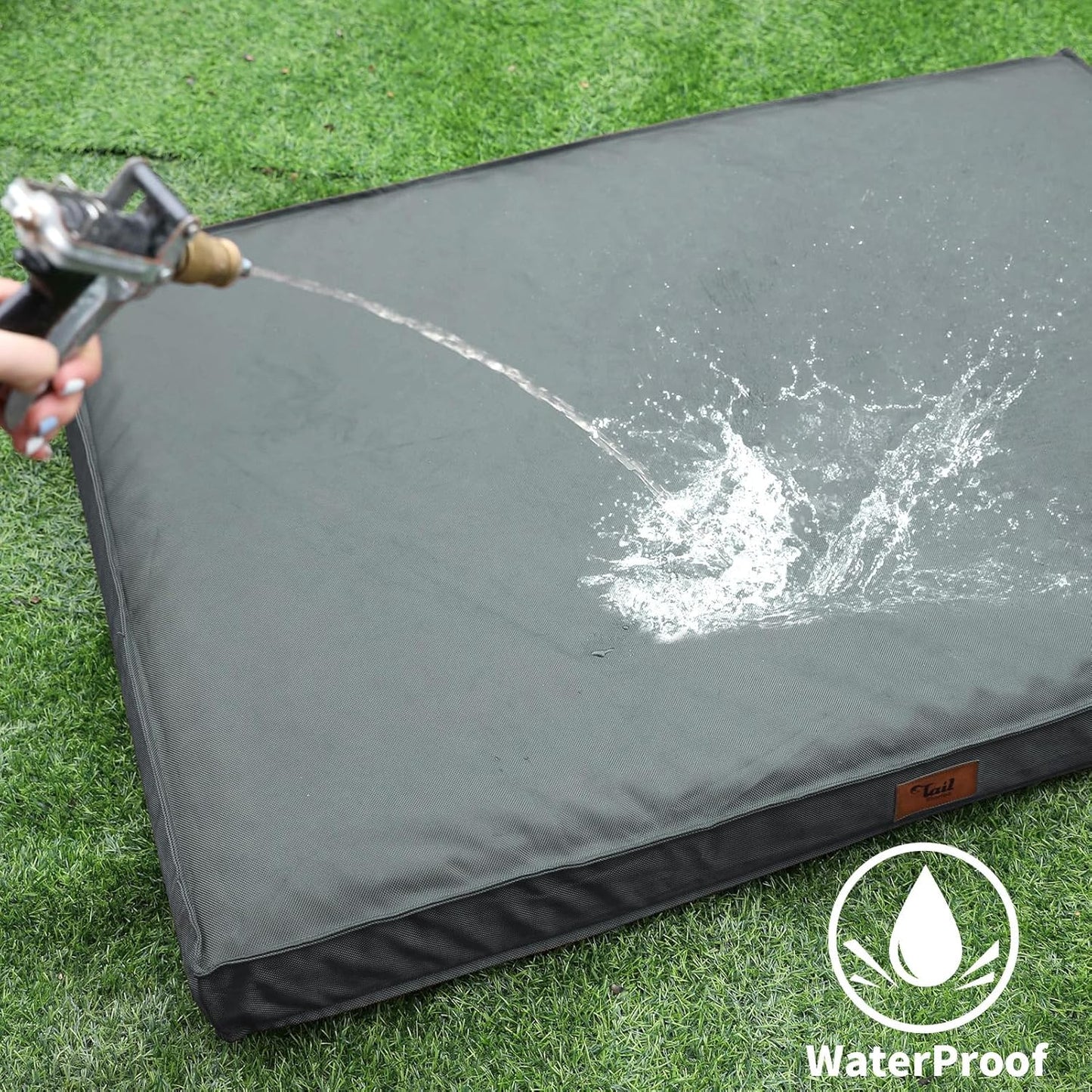 Outdoor Large Dog Bed, Waterproof Dog Bed for Large Dogs, Egg Crate Foam Pet Bed with Removable Washable Oxford Cooling Cover, Grey