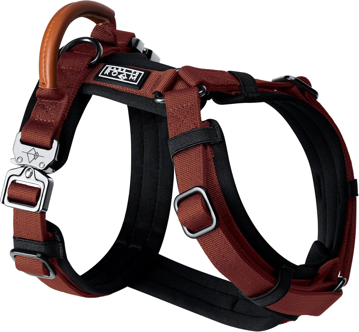 MADE TO ROAM Premium Explorer Harness - Y-Shaped Dog Harness with Adjustable Durable Nylon, Soft Padding, Metal Buckles and Leather Handle for Small, Medium, Large Dogs (Arizona Heartbeat, Size 5)