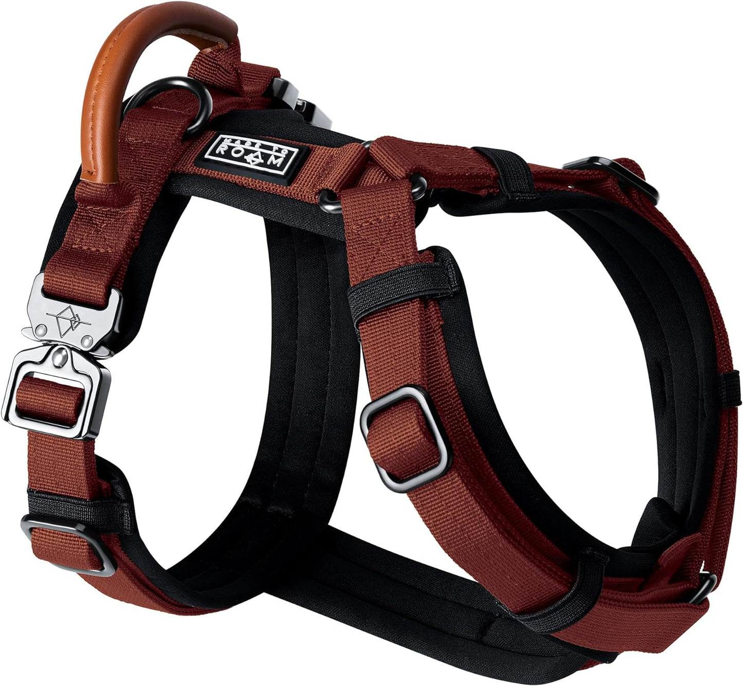 MADE TO ROAM Premium Explorer Harness - Y-Shaped Dog Harness with Adjustable Durable Nylon, Soft Padding, Metal Buckles and Leather Handle for Small, Medium, Large Dogs (Arizona Heartbeat, Size 1)